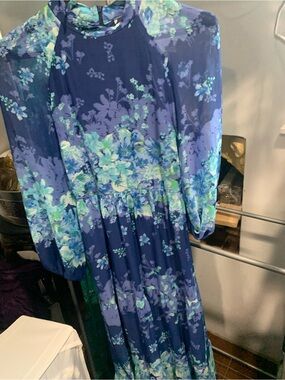 Navy Blue Floral Maxi Dress